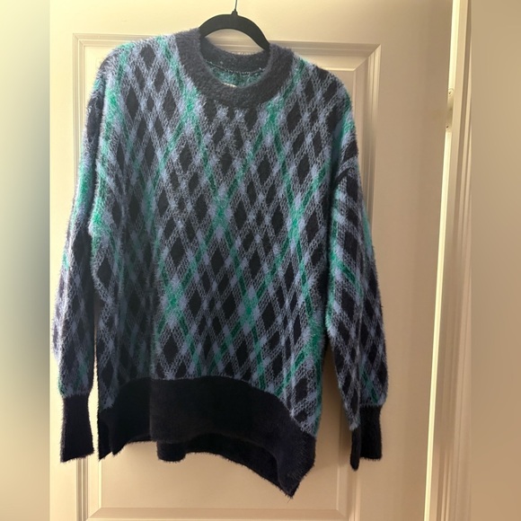 Aerie Argyle Oversized Sweater – Navy/Green/Blue – Size Small – NWT - Picture 10 of 13